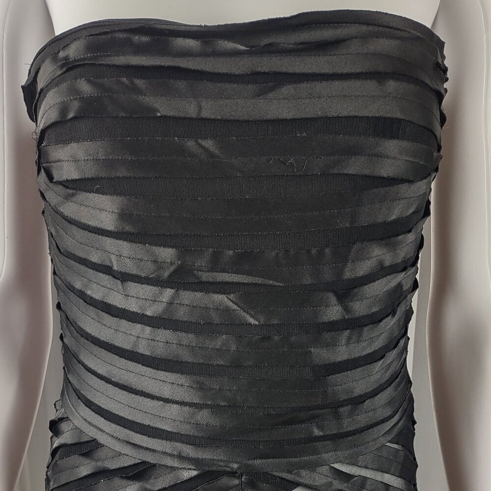 JS Collection Black Strapless Ruched Bodycon Midi Dress – Size Small (EST) - Picture 3 of 12